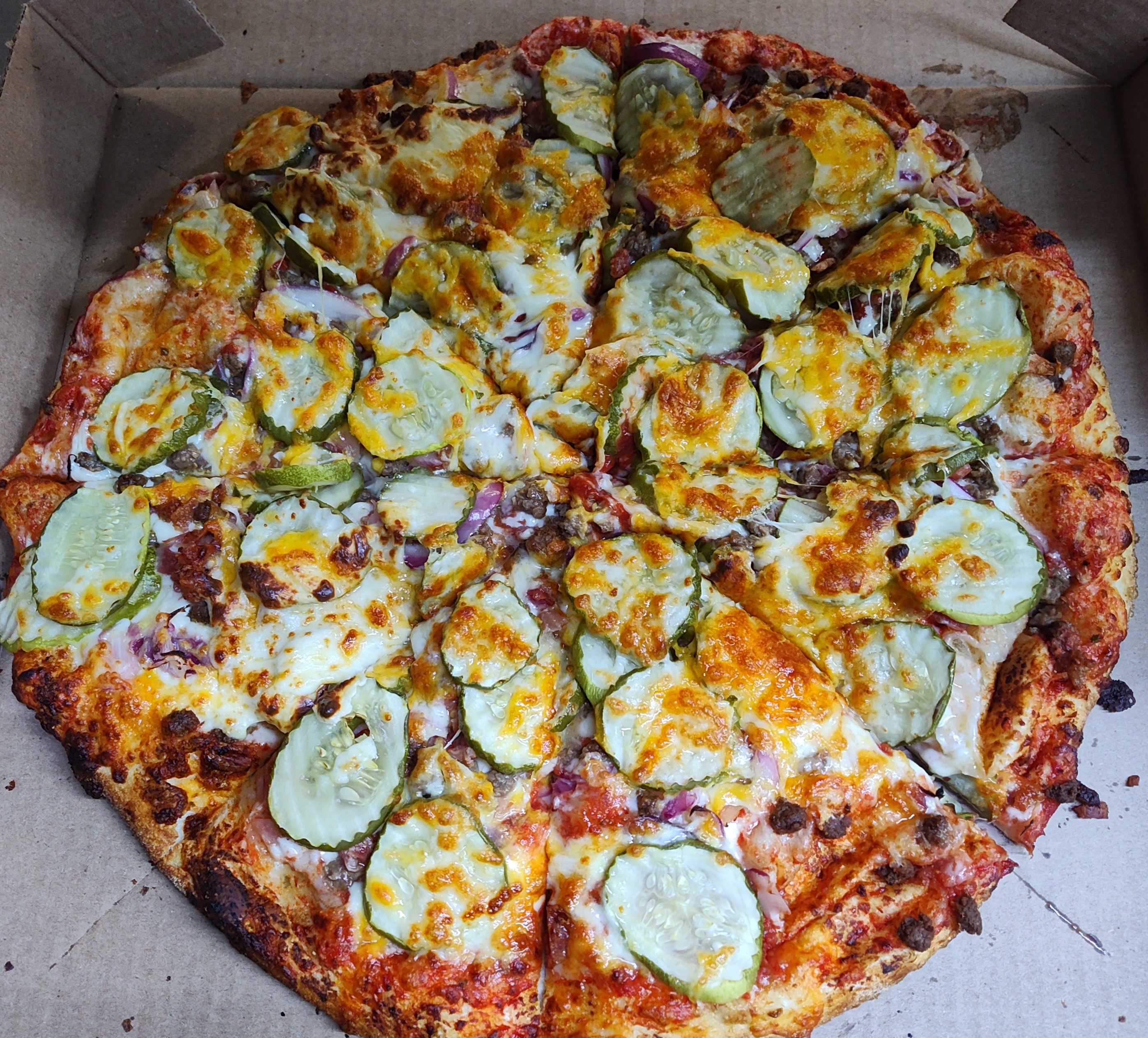 Bacon Cheese Burger Pizza (BCBP) from Papa Leone's